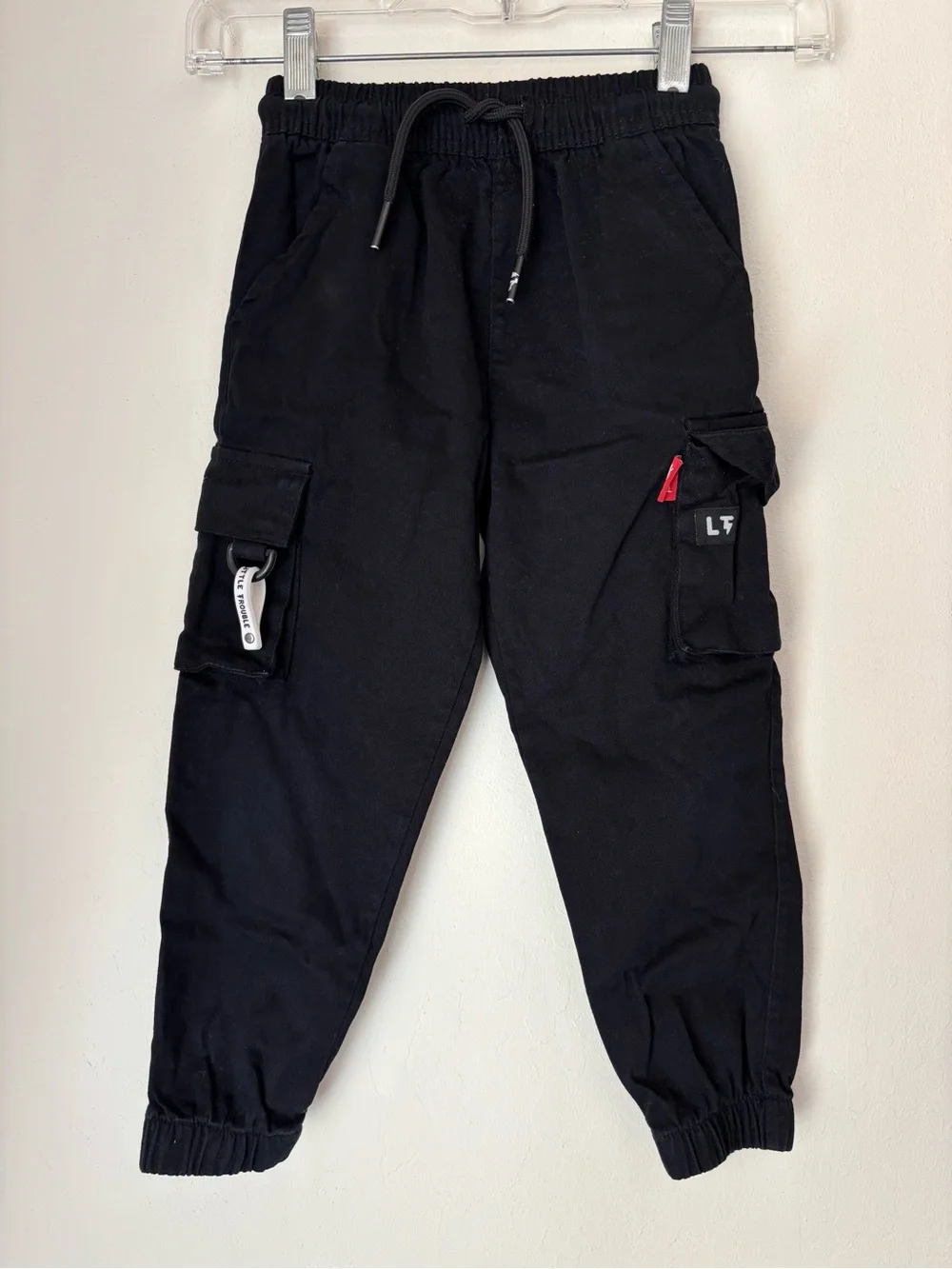 Little Trouble Cargo Pants 5T Black Joggers Casual Play Pockets